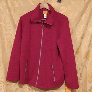 Ruby Rd Soft Quilted Zip Front Brick Red Jacket, Size Lg
